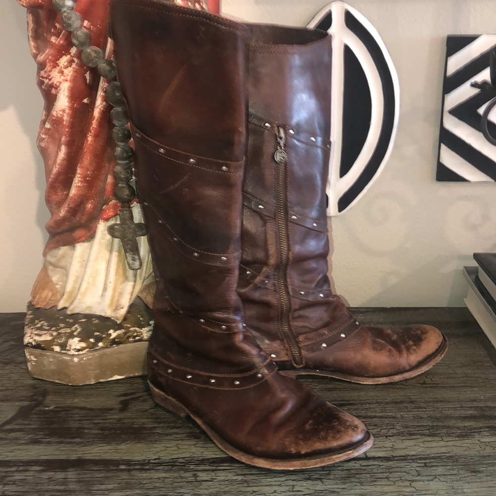 Liberty Black Distressed Leather Boots